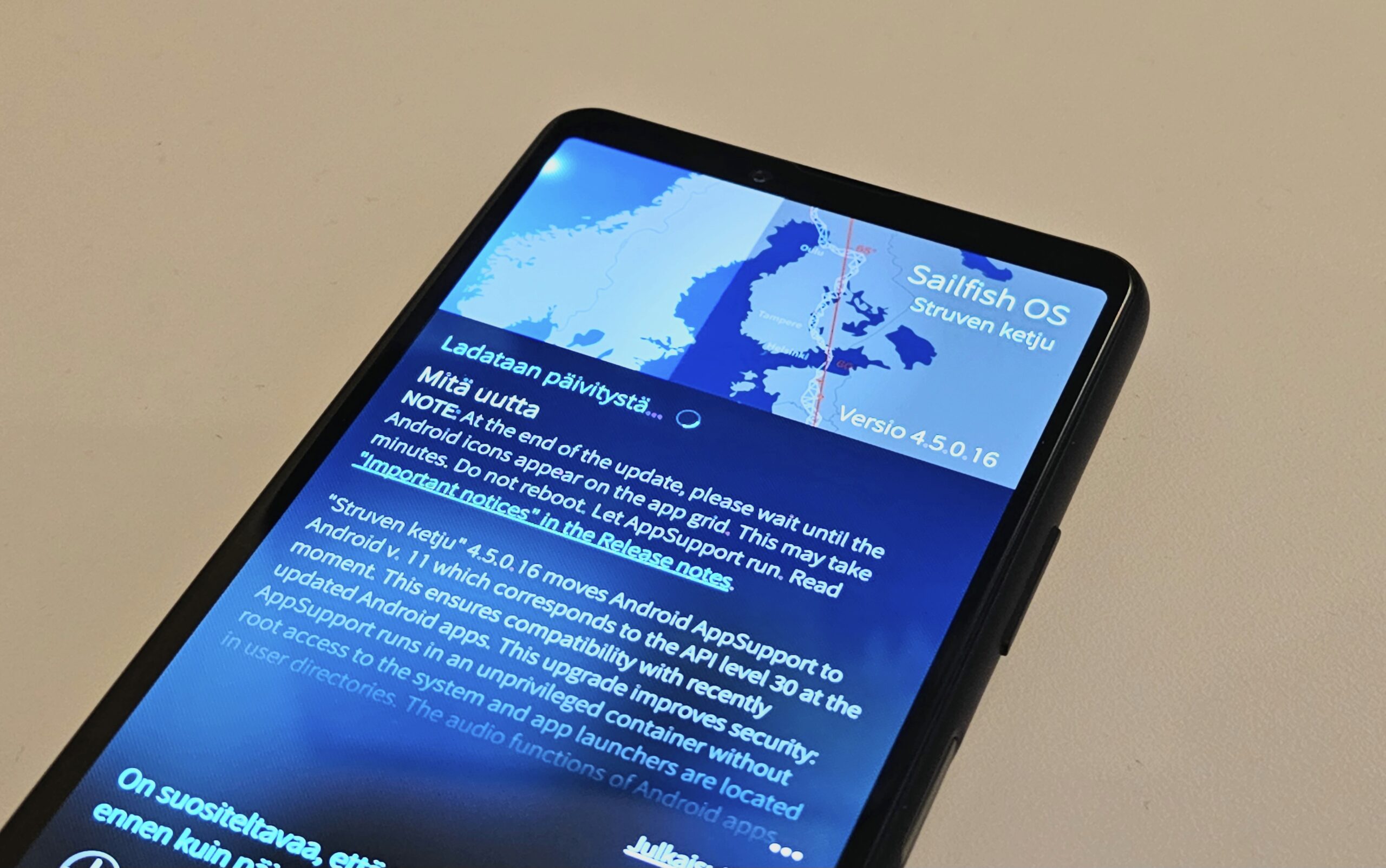 Suomalainen Jolla julkaisi Sailfish OS  Struven Ketju -päivityksen  tuetuille laitteille