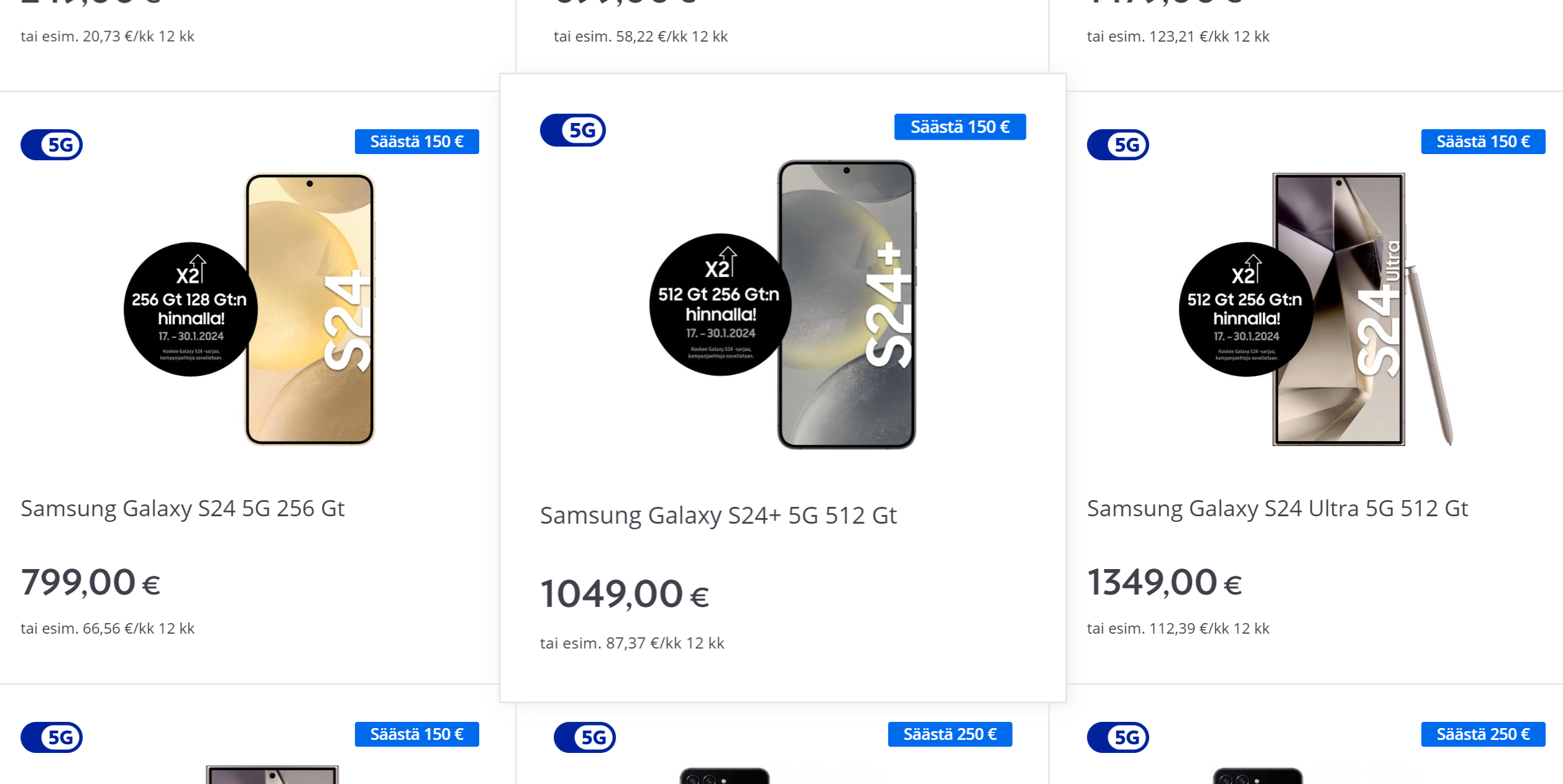 Hintavinkki: Samsung Galaxy S24 -sarjan puhelimet heti alennuksessa ...